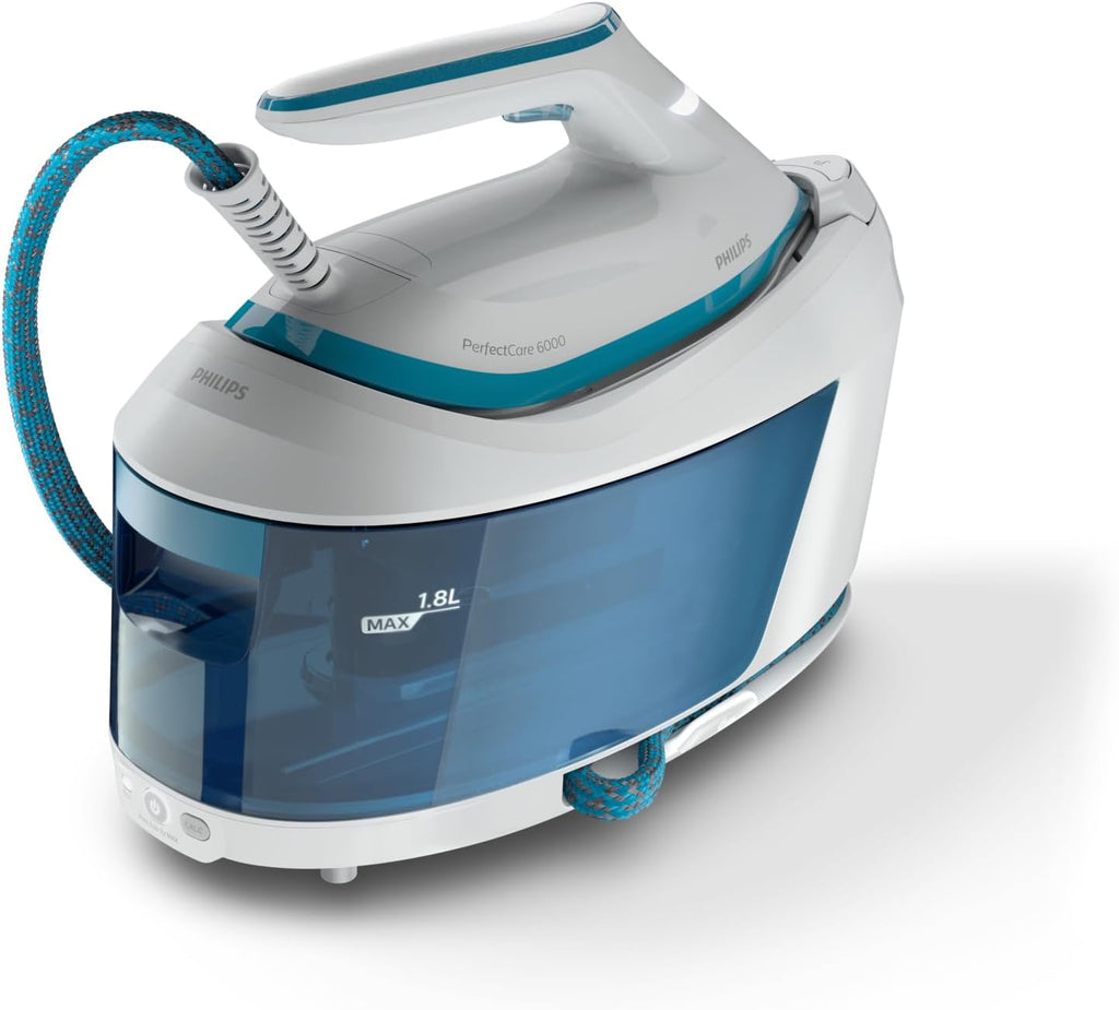 Philips PerfectCare 6000 Series Generator Pary, Silny wyrzut Pary, Gwarancja braku przypaleń, Kompaktowy Design, 1,8L Odłączany Zbiornik na Wodę, Stopa SteamGlide Advanced (PSG6064/80)